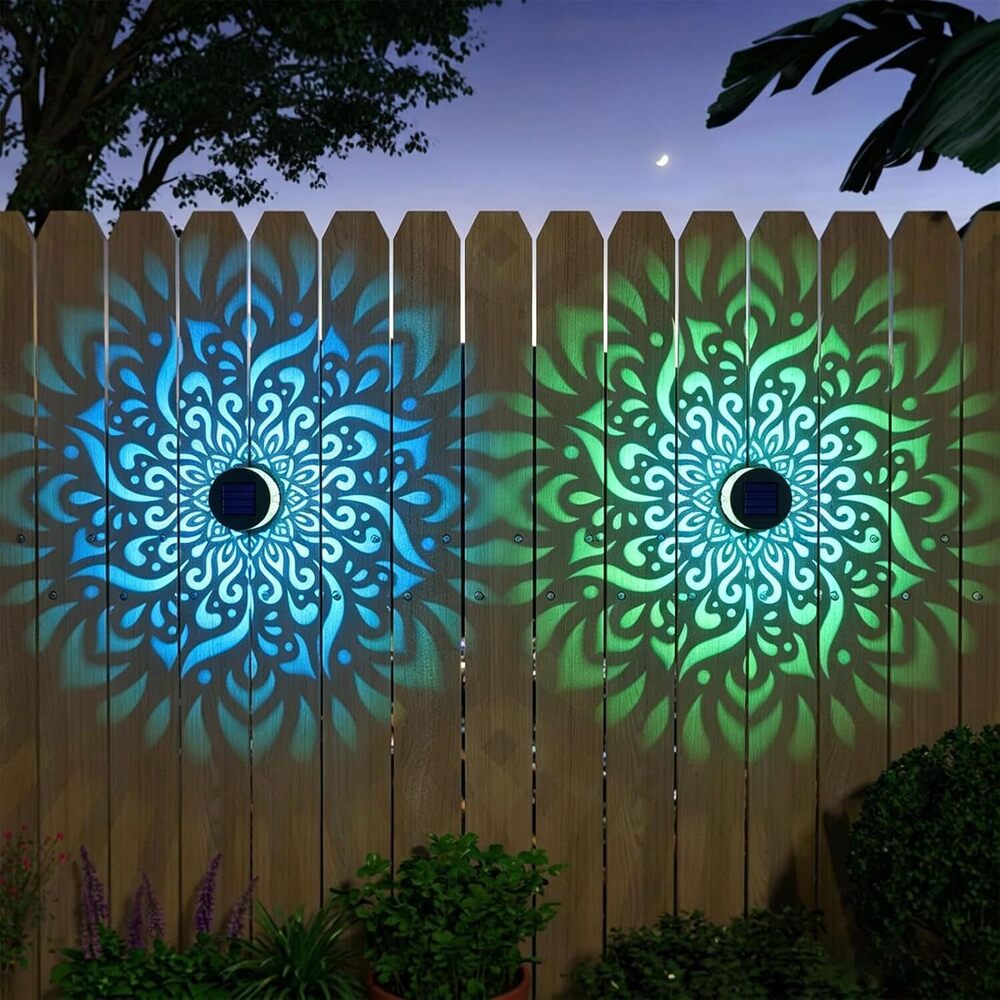 Solar Mandala Lights Outdoor Decorative Garden Fence Mosaic Decorations
